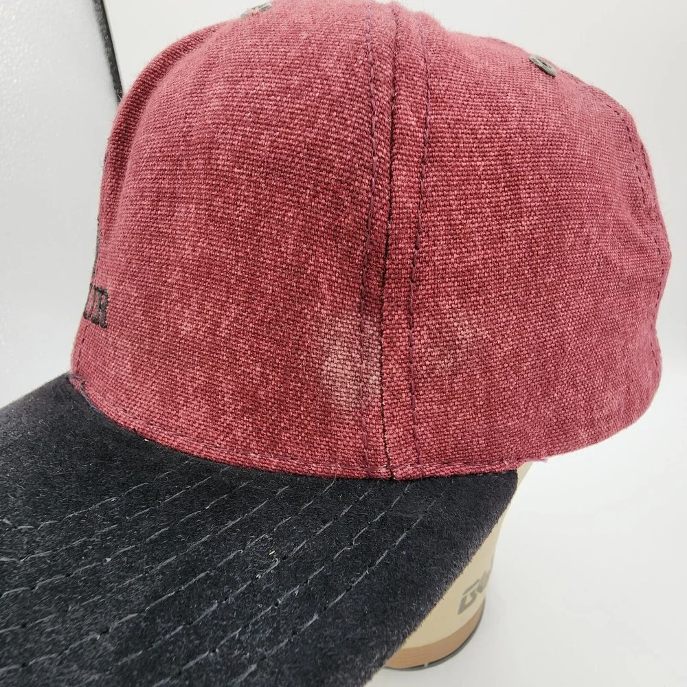 Vintage Ram Golf PGA Tour Hat Adjustable Strap Red Black Velvet Bill Made in USA